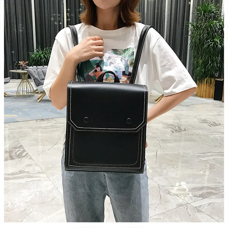 Vintage Female Backpack Pu Leather Women's Backpack large capacity School Bag for Girls High Quality Leisure Shoulder Bag Sac A