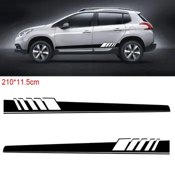 

1 Pair 210 x 11.5CM PVC Black Stripe Personality Car Racing Body Side Body Stickers