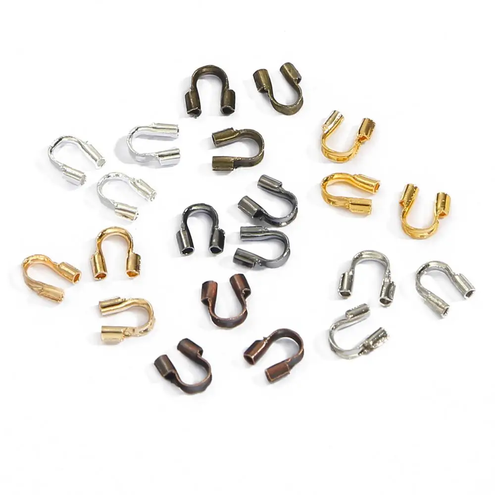 100pcs/lot 4x4mm Wire Protectors Wire Guard Guardian Protectors loops U  Shape Accessories Clasps Connector For Jewelry Making