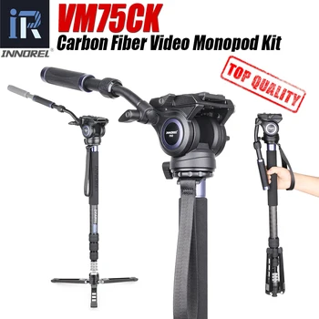 

INNOREL VM75CK 10 Layers Carbon Fiber Monopod Kit With Professional Fluid Head Removable Tripod Base For DSLR Camera Telescopic