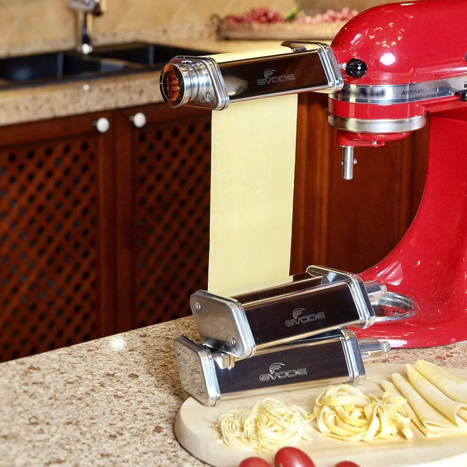 NEW 3-Piece Pasta Roller & Cutter Set Attachment for KitchenAid Stand Mixers,Stainless Steel Pasta Maker Accessory by LEDACE