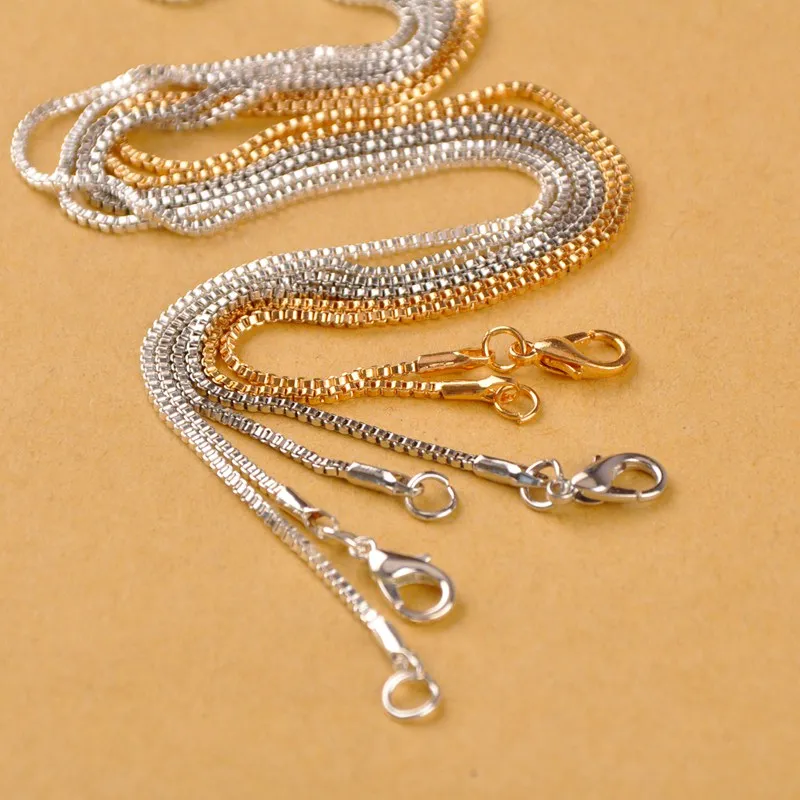 

120piece Chain Findings 50cm 1.4mm Box Chain Necklaces Pendant Chains for Jewelry Making