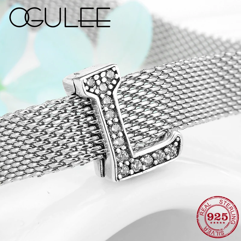 

New Arrival 925 Sterling Silver Fashion L Letter beads Clip Lock fit reflection charm Watch Bracelet for women jewelry making
