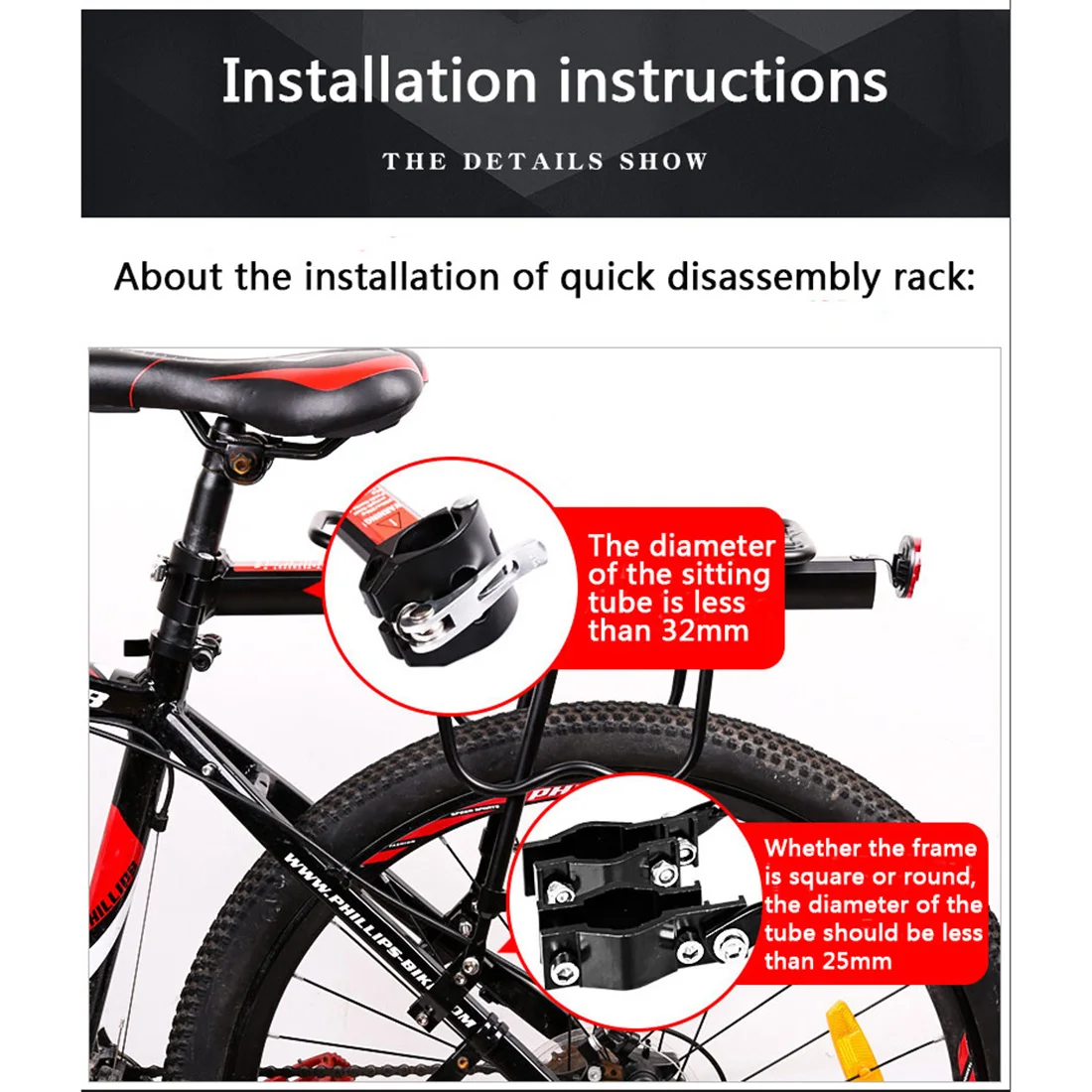 Top CITYWAY Bike Rear Shelf Bike Rack Luggage Rear Carrier Trunk For MTB Bicycle - Square Shape Feet Support 5 Top CITYWAY Bike Rear Shelf Bike Rack Luggage Rear Carrier Trunk For MTB Bicycle - Square Shape Feet Support 5