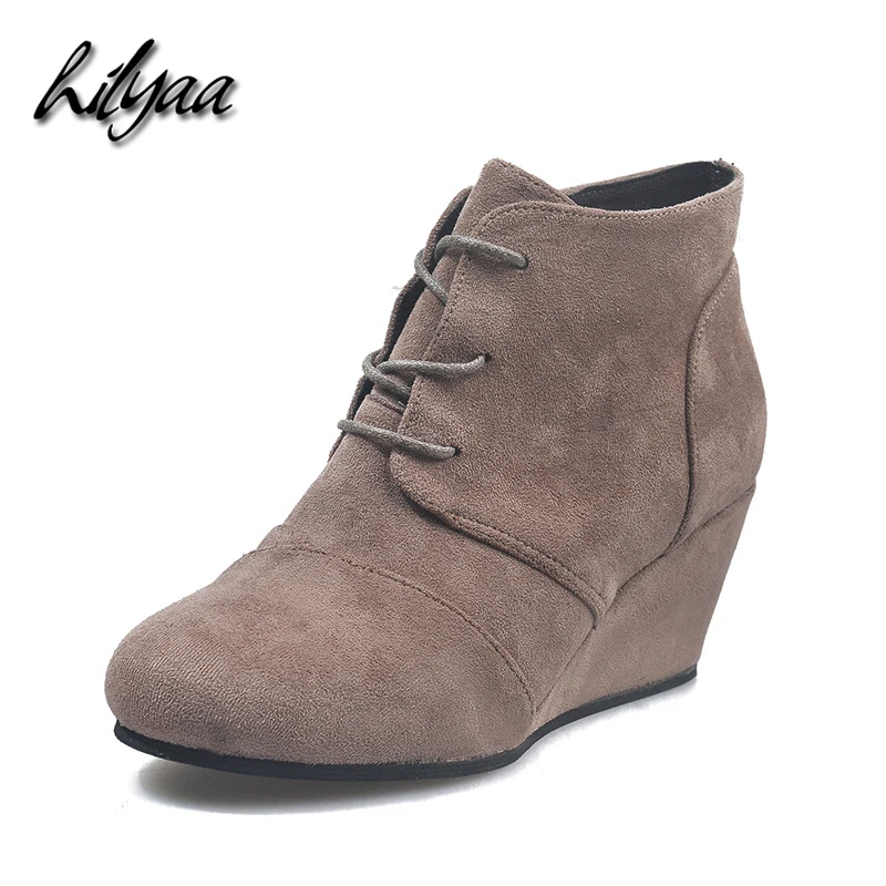 

Women New Ankle Boots High Heels Flock PU Female Matin Shoes Lace-up Woman Retro botas mujer Fashion Boots For Women Spring 2020