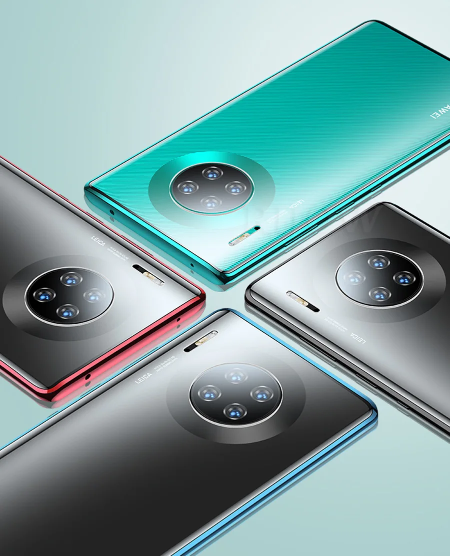 Металлический чехол с магнитной адсорбцией для huawei mate 30 Pro mate 20 Pro 20X10 Pro, переднее+ заднее прозрачное стекло 360, полная защита