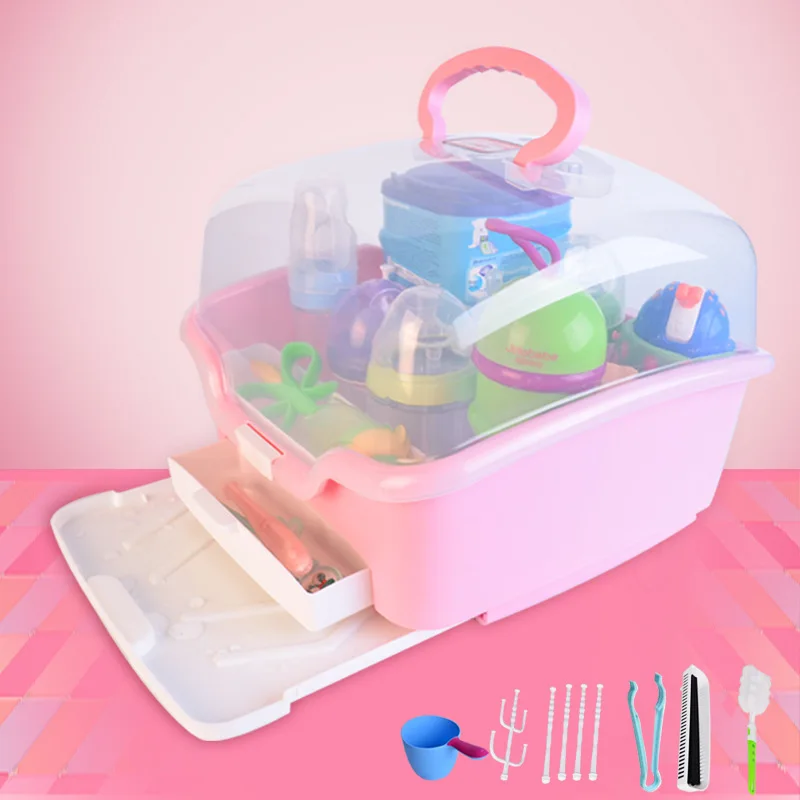 

Infant Child Feeding Bottle Drying Draining Shelf Hand Lid Sealed Feeding Bottle Storage Box Baby Tableware Storage Box