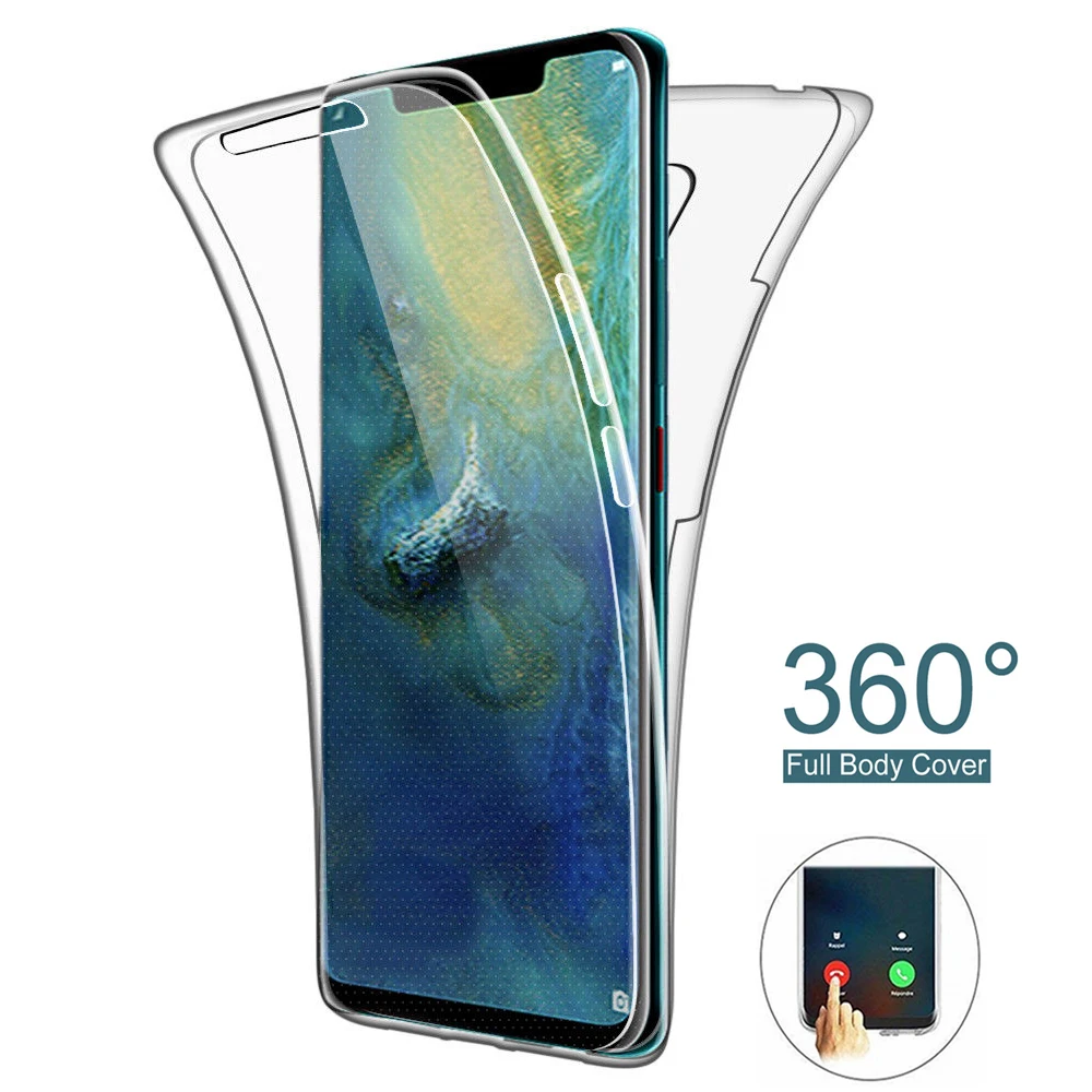 360 двойной силиконовый чехол для телефона Huawei Y5 Y6 Y7 Y9 2019 P30 P20 Pro P10 P9 P8 Lite 2017 P Smart Plus