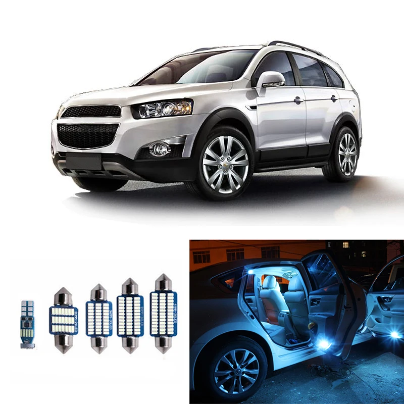 

9pcs Car Auto Led Bulbs White Car Interior T10 W5W LED Indoor Lights White Reading Lamps For Chevrolet Captiva 2006-2015