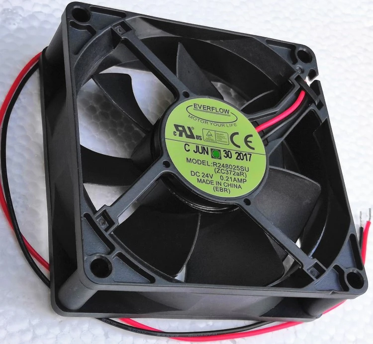 R248025su новый вентилятор Everflow 8025 8 см гидравлический 2 проводной 80X25mm DC 24V 0.21a