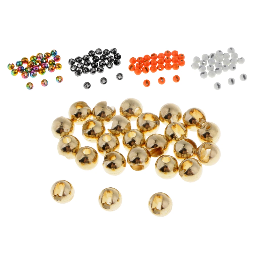 25pcs 4.6mm Slotted Tungsten Beads Fly Fishing Tying Materials for Jig Hooks