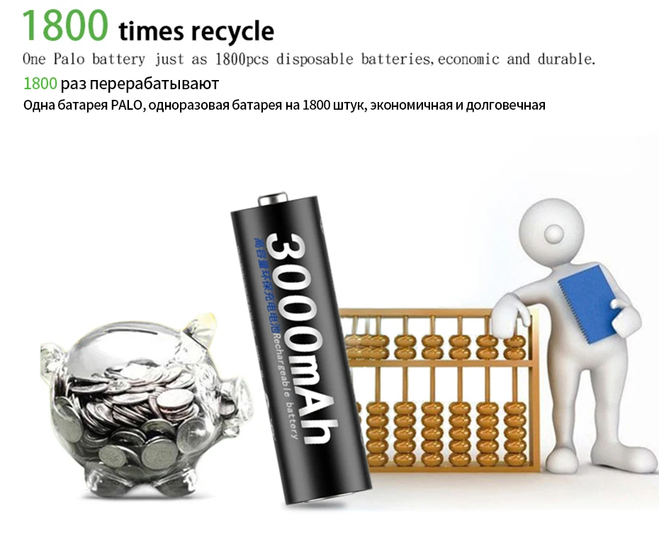4 шт. AA батареи, перезаряжаемые батареи 1,2 V AA 3000mAh Ni-MH Предварительно заряженный аккумулятор 2A батареи для камеры фонарик