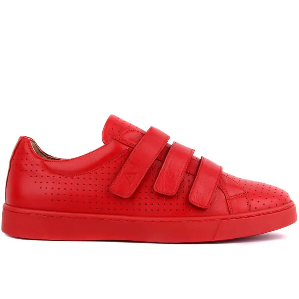 red velcro sneakers