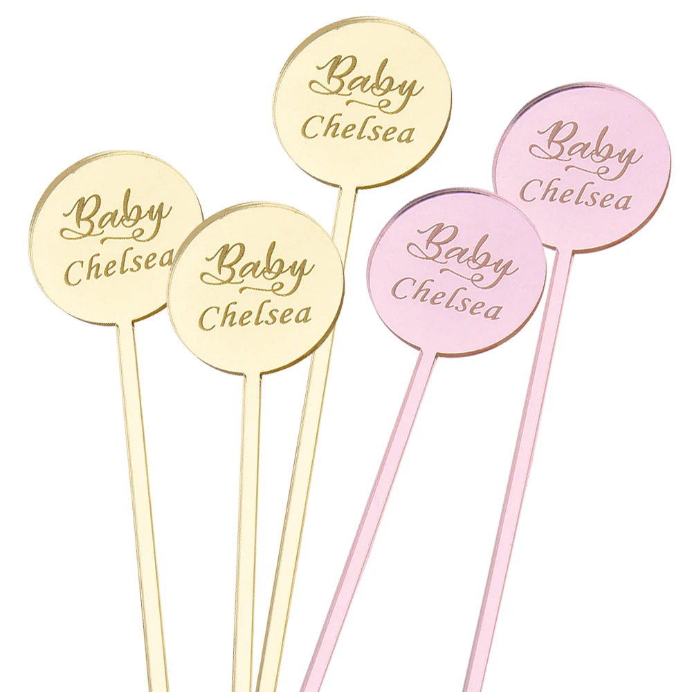 50 шт. персонализированные палочки для напитков круглые гравированные акриловые