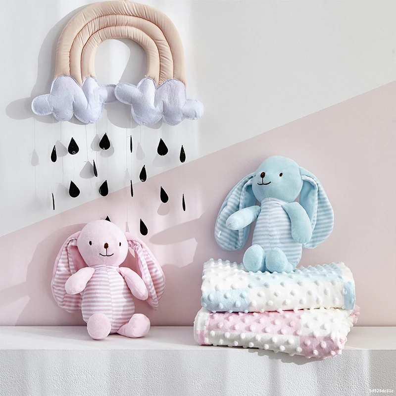 Minky Dot 부드러운  담요, 장난감 포함, 더블 레이어 따뜻한 봉제 이불,  유모차 커버