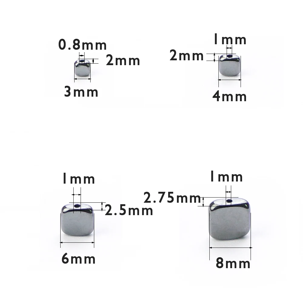 YHBZRET плоские трубы квадратного сечения черный гематит Натуральный камень Spacer кубоид свободные бусины для изготовления ювелирных изделий 3/4/6/8 мм браслет аксессуары "сделай сам"