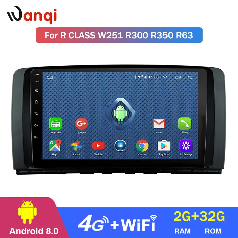 

Android 8.0 2+32G 4G 3G WIFI netcom 9 inch For Mercedes Benz R Class W251 R300 R350 R63 support steering wheel bottons control