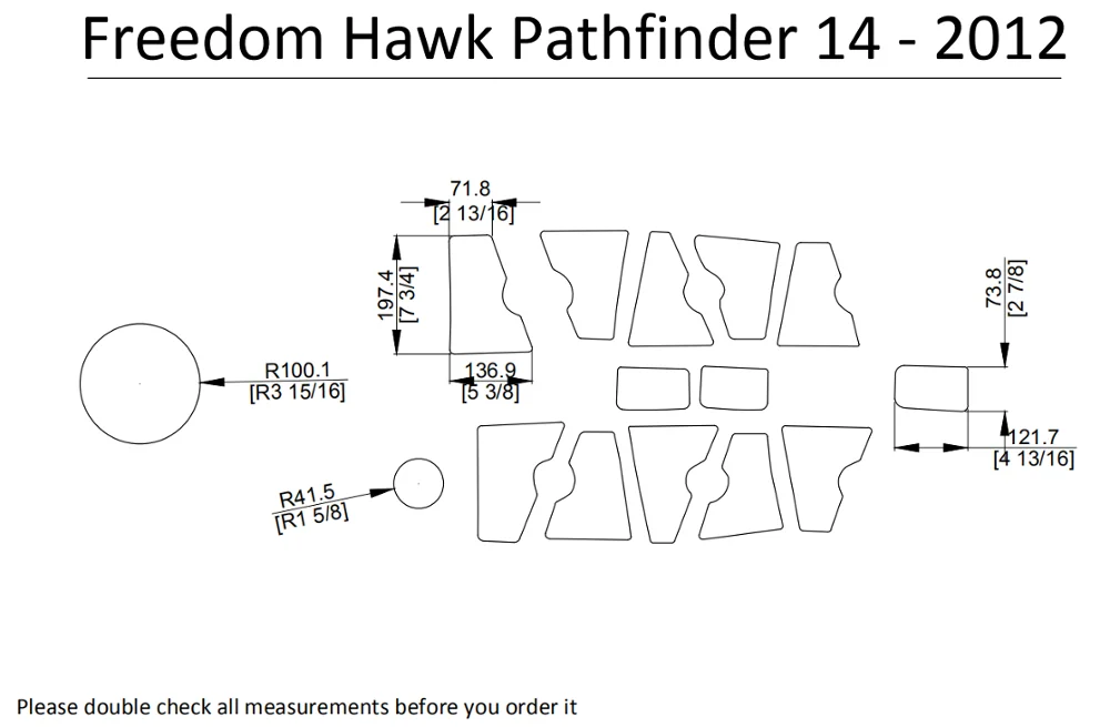 2012 Freedom Hawk Pathfinder 14 Каяк Лодка EVA настил КОВРИКИ НАБОР 1/4"