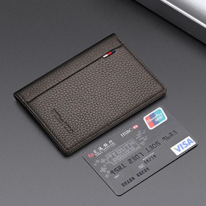 Leather ultra thin card bag men's credit card cover Mini zero wallet bank card cover