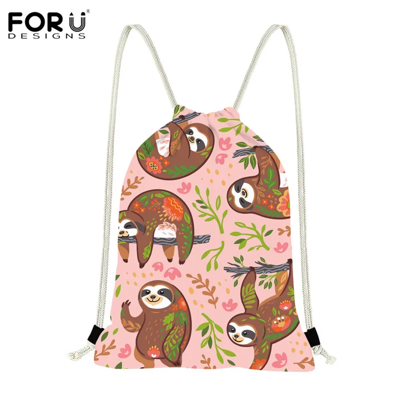 FORUDESIGNS с милым рисунком Ленивца, сумка на шнурке для путешествий, женский маленький рюкзак для хранения, рюкзак с полной печатью, worek plecak sznurek - Цвет: HXA17Z3
