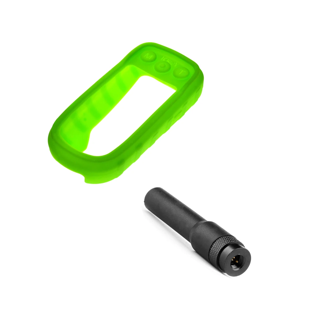SMA-Male 136-174 MHz Short Soft Antenna+ Silicone Protect Case Skin for Handhel GPS Garmin Alpha 100 Alpha100 Accessories - Цвет: Зеленый