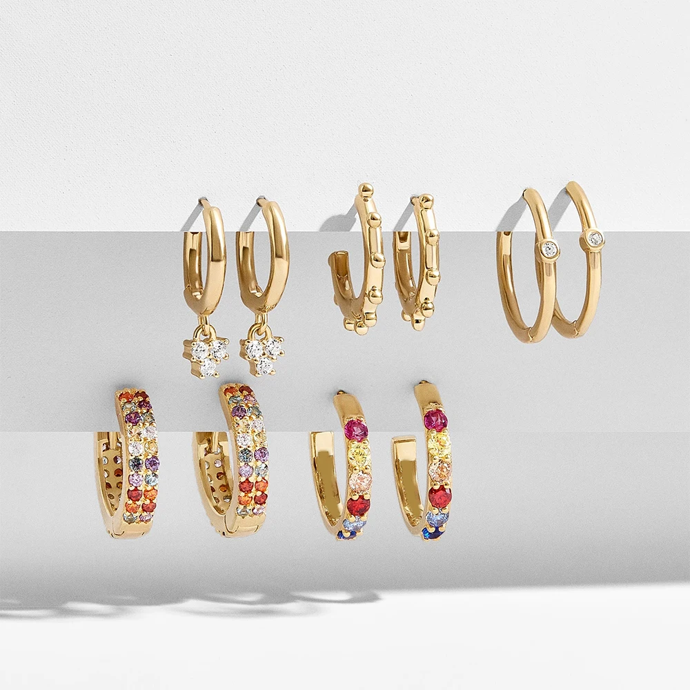 

New Design Multicolor Zircon Circle Earring for Women Fashion Round Small Hoop Earring Set Party Wedding Jewelry Gifts 2019
