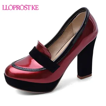 

Lloprost ke Spring Fashion Sexy Mix Color Slip On Block High Heel Pumps Wedding Shoes Bridal Luxury Party Dating Office Platform