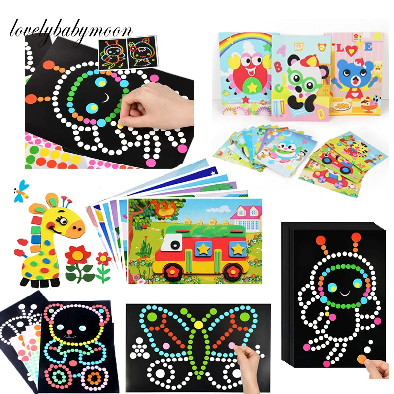 Los niños 3D DIY hecho a mano de juguete de colores mosaicos adhesivos 5 pegatina de goma EVA niños arte para guardería juguetes educativos artesanales