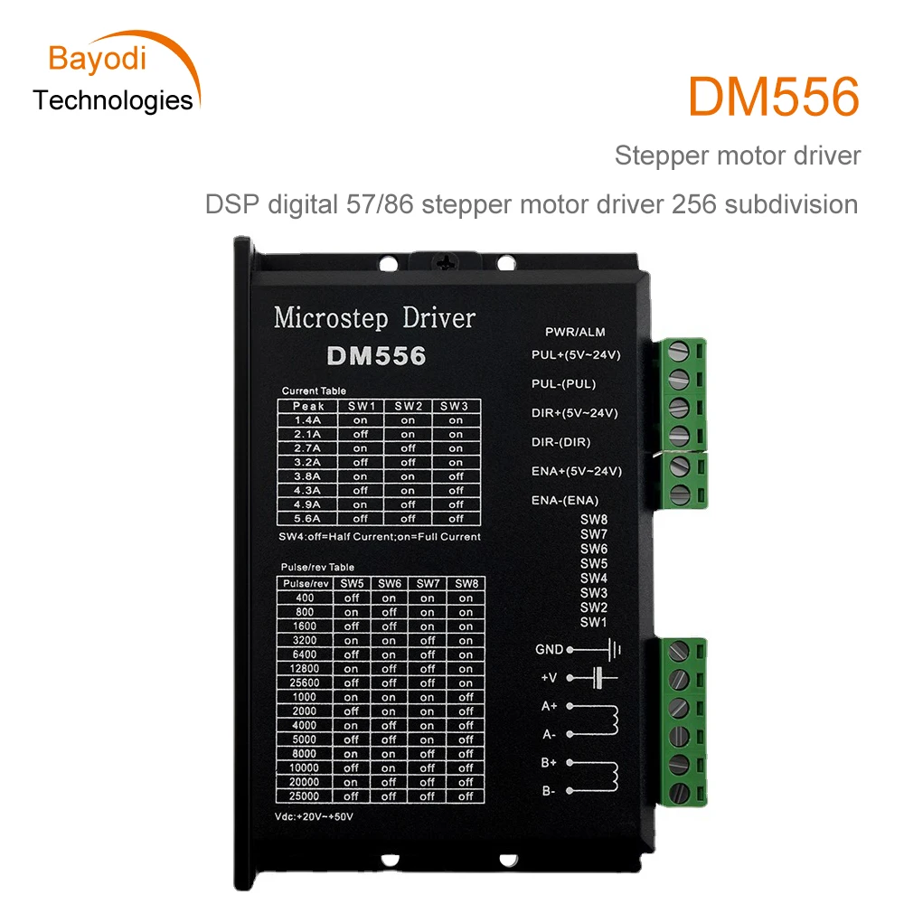 

DSP Digital NEMA23 NEMA34 57/86 Stepper Motor Driver 256 Subdivision DM556 Motor Driver Replaces M542/2M54/TB6600