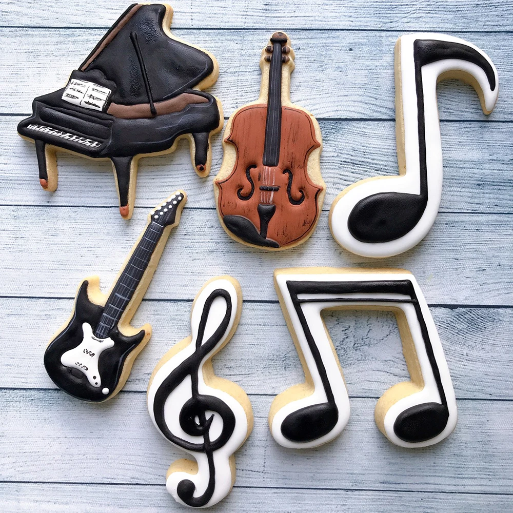 Music Cookie Cutter Violin Piano Electric Guitar Music Note G Clef Biscuit Fondant Bread Mold Stainless Steel cookie cutter cookie mould fondant cutter