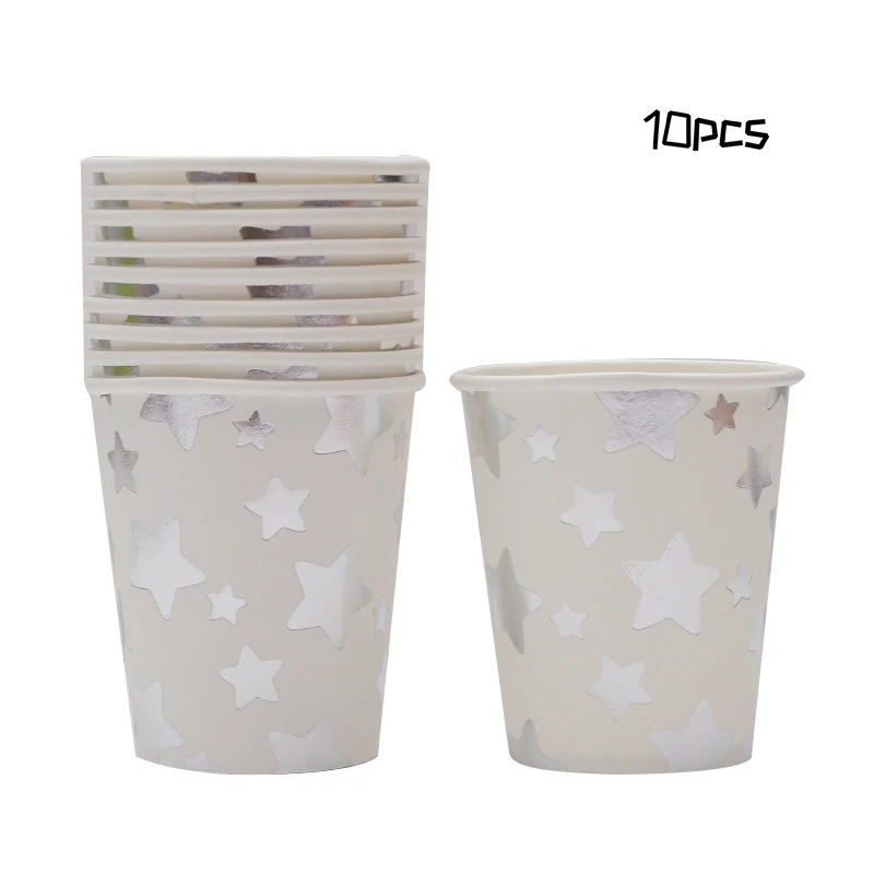 stars cups Столовые приборы Bronzing Pink Серия для девочек темы вечеринки дни рождения тарелки салфетка для чашек тематические мероприятия свадьбы торжества - Цвет: stars cups