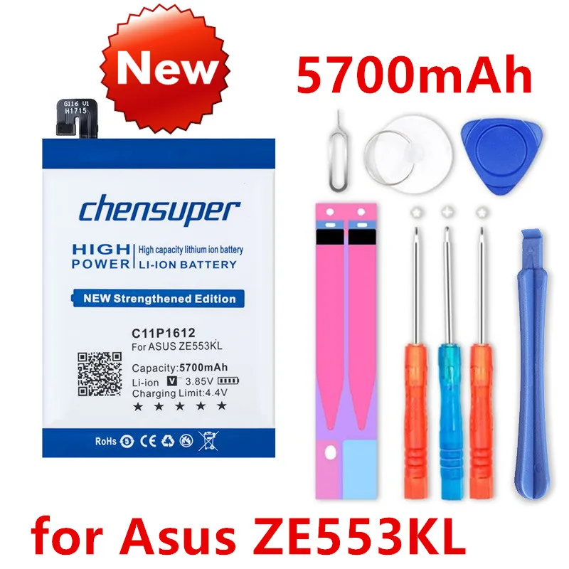 C11P1612 chensuper 5700 мАч Топ батарея для Asus ZE553KL ZenFone 3 Zoom Dual SIM LTE Zenfone Z01HDA | Мобильные