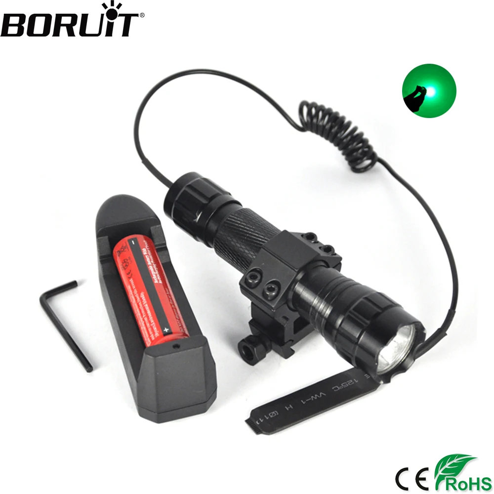 Светодиодный Зеленый Фонарь BORUiT 501B тактический фонарь XPE 18650 портативный