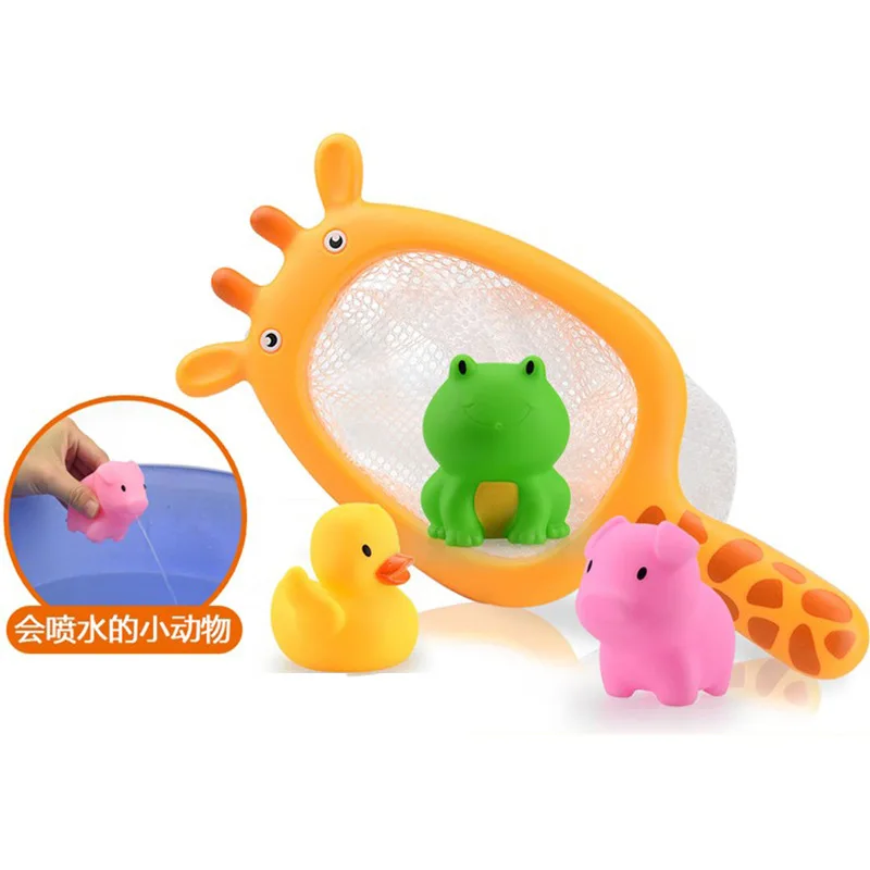 

Children Giraffe Fish Catching Cartoon Water Toys Baby Infant Play Water Spouting Bath Bathroom in a Net