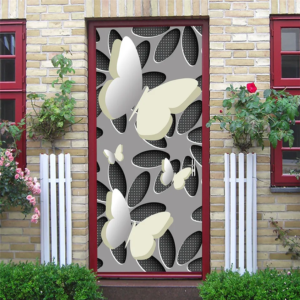 Обои для двери библиотеки виниловые DIY самоклеющиеся водонепроницаемый плакат ретро деревянные наклейки домашний декор настенные наклейки deur sticker - Цвет: DZMT178