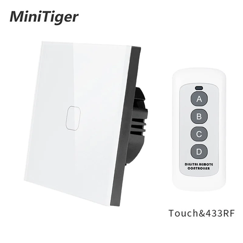 Настенный сенсорный выключатель Minitiger стандарт ЕС/Великобритании 1 банда Way RF433