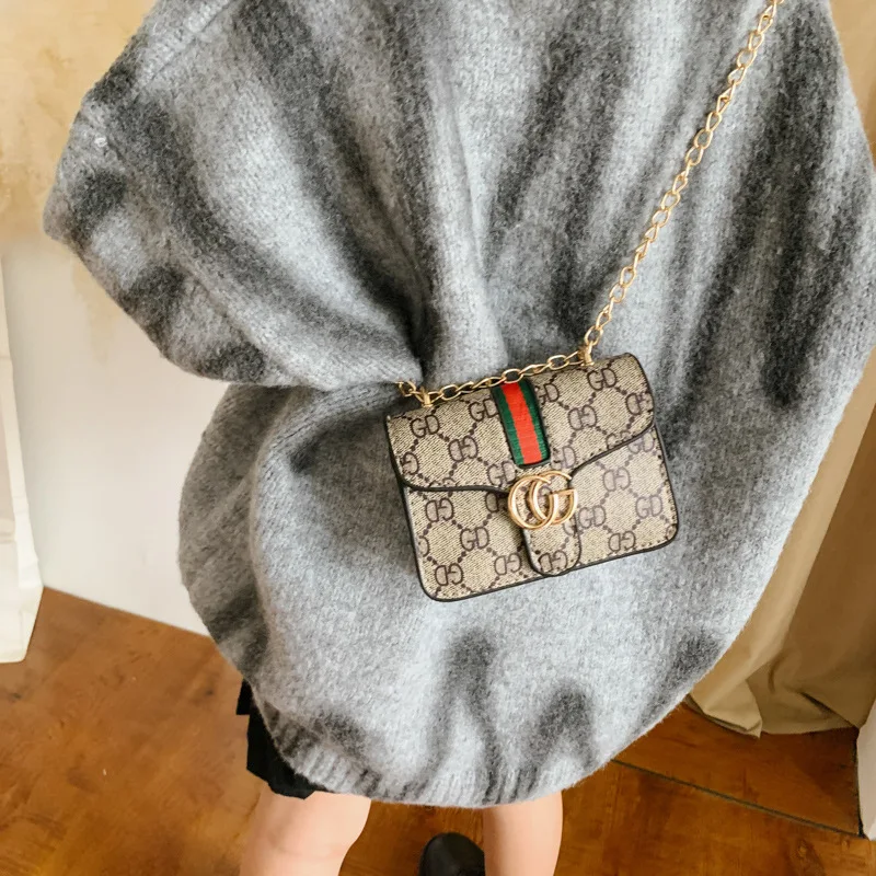 

2020 New Style Cute Children Princess Bag Western Style Fashion Chain Shoulder Bag Textured Printed Shoulder Bag Fashion