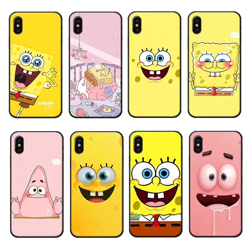 Для iPhone 11 Pro Max 2019 Прозрачный мягкий силиконовый чехол для телефона Spongebob квадраты