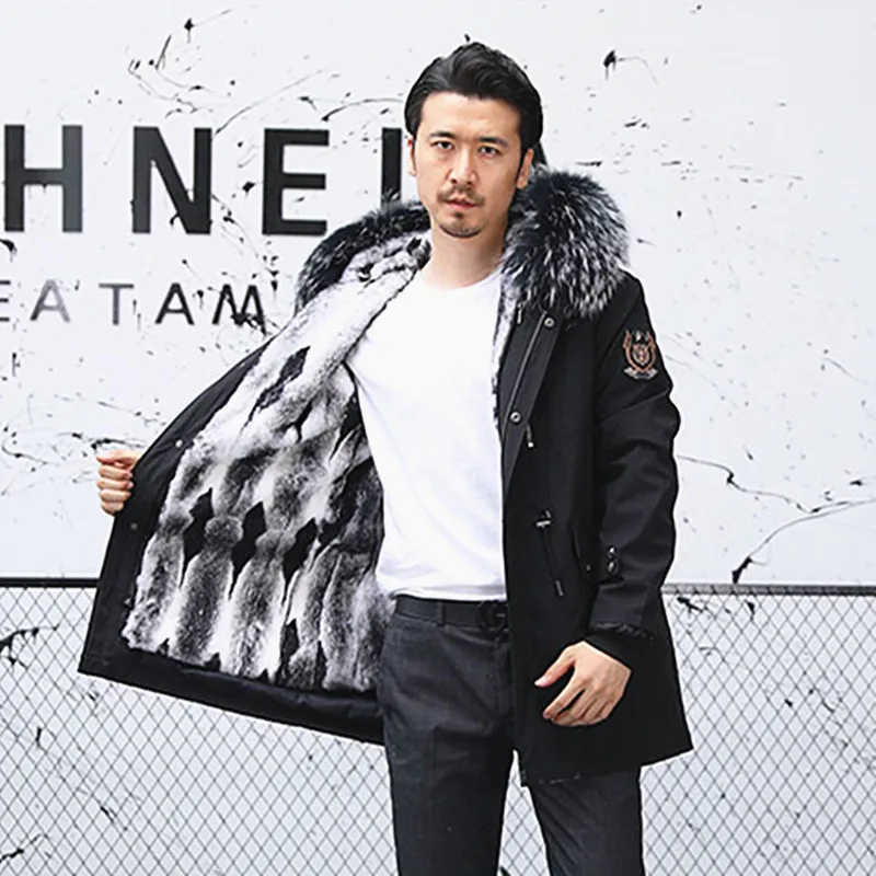 

2019 Winter New Style To Overcome The Male Rabbit Fur Liner Removable Scorpion Fur Collar Fur Coat Long Coat