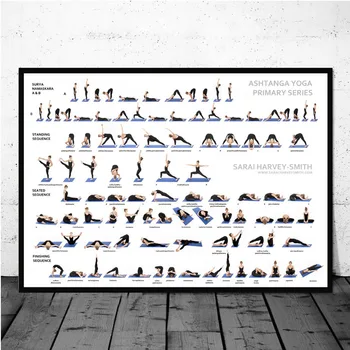 

Home Exercise Gym Yoga Ashtanga Chart Pose Health Poster Wall Art Canvas Painting Pictures For Living Room Decor