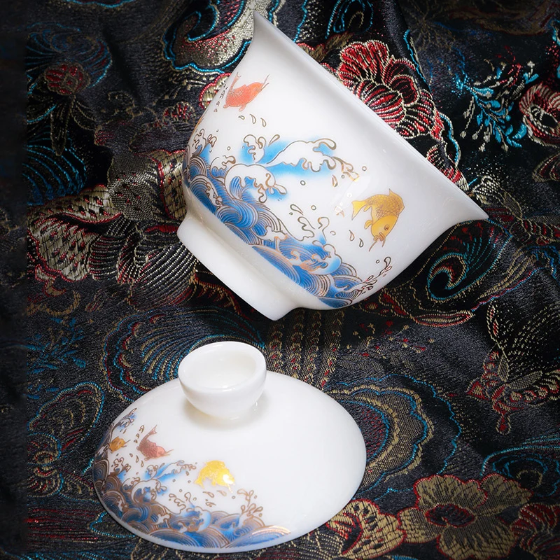 Китайский чайный набор керамический Suet jade горшок чайная чашка Gaiwan фарфоровый