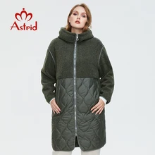 Astessere 2021 cappotto autunno inverno donna top in pelliccia sintetica piumino cuciture moda cappuccio plus size parka cappotto donna AM-7542