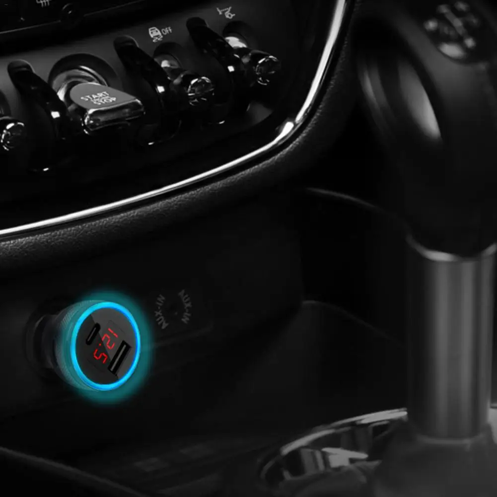 3 А Быстрая зарядка QC3.0+ PD металлическое автомобильное зарядное устройство Быстрая зарядка с цифровым дисплеем двойное USB Автомобильное зарядное устройство для iphone 12 в 24 В