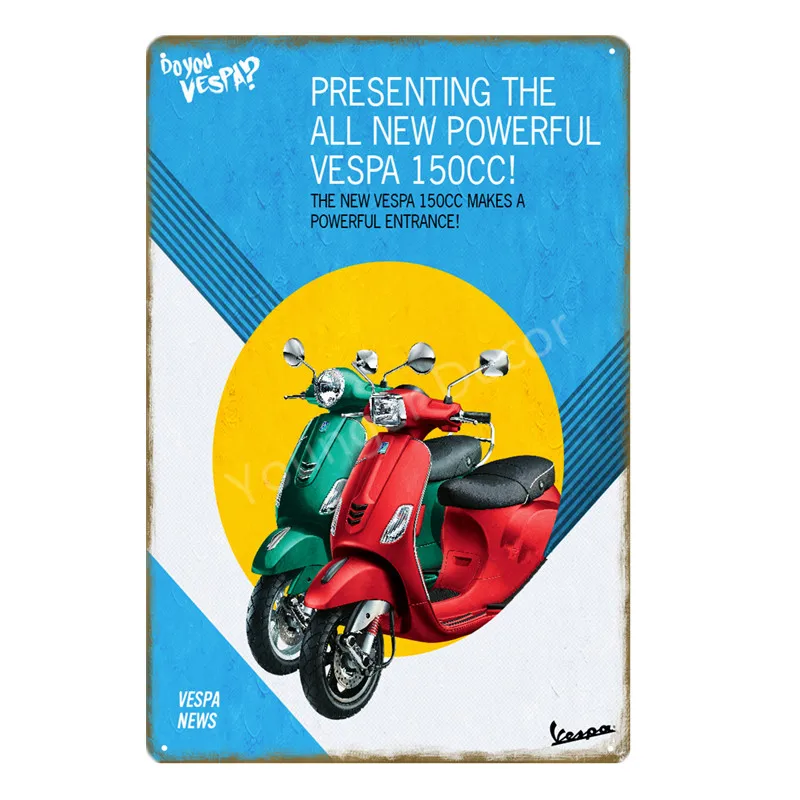 Классический велосипед мотоцикл Vespa Lambretta знаки уведомления мВ парковка только винтажный металлический постер для паба бар клуб Гараж Декор стен - Цвет: YD0333F
