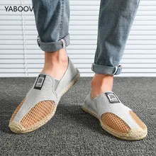 Мужская обувь для вождения; повседневные тканевые мужские туфли из соломки; Лоферы без застежки; обувь для путешествий; мужские роскошные брендовые эспадрильи; большие размеры 39-45