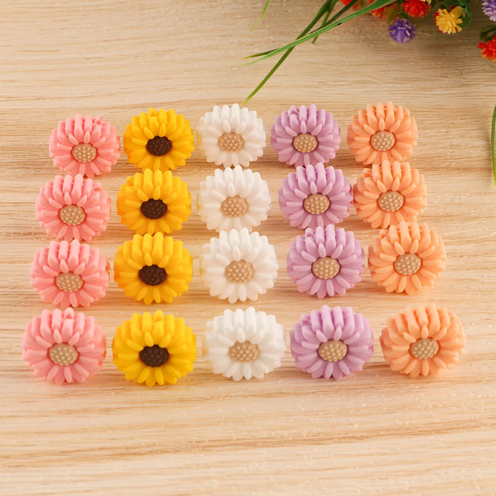 baby teething items essential oils Kovict 10Pcs 20MM Flower Silicone Beads Baby Teether Chewable Beads For Making Necklace Pacifier Chain Beads Accessories baby teething items elden ring