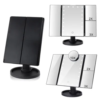 

Vanity Makeup Mirror With 22 LED Light Pocket Flexible Touch Screen Magnifying 1X/2X/3X/10X Cosmetic Gift Adjustable Mirrors
