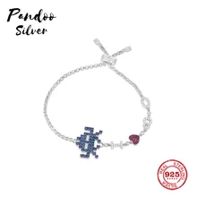 Модная подвеска Стерлинговое Серебро копия 1:1 копия, регулируемый Темно-Синий Серебряный "космическая съемка" браслет для женщин Monaco ювелирные изделия подарок