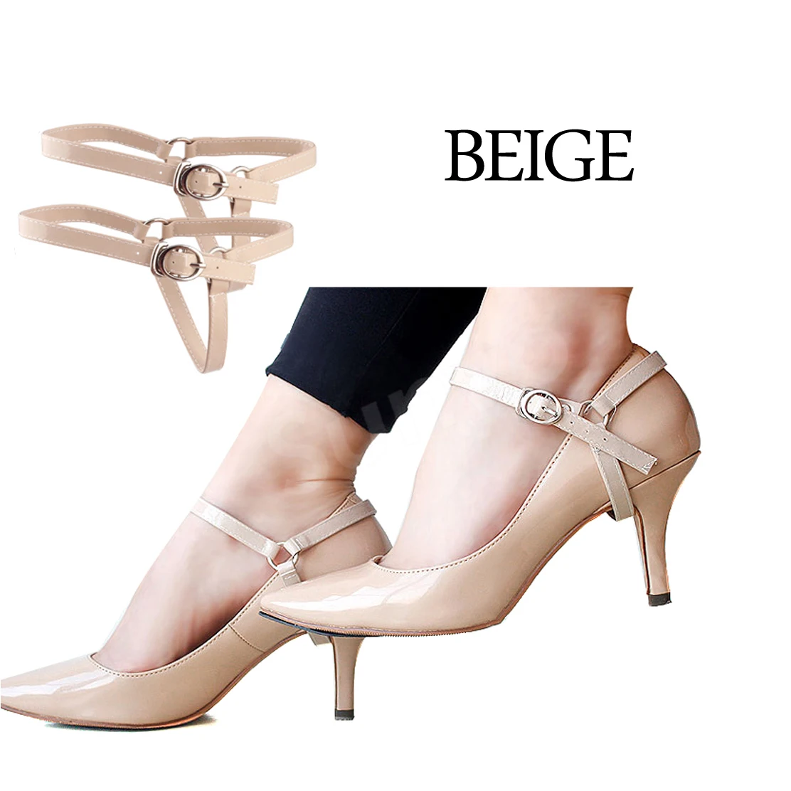 Beige Одна пара, треугольная планка для женщин, высокий каблук, противоскользящая, съемная обувь, ремешок на щиколотке, аксессуары, обувь, украшение, регулируемые ремешки - Цвет: Beige