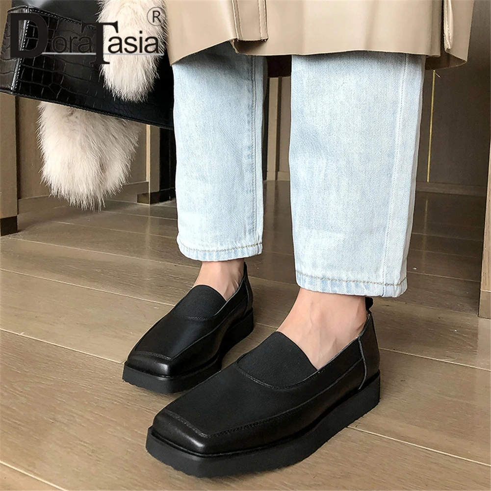 

DORATASIA New 34-40 Ladies Genuine Leather Loafers 2020 Casual Office Flats Women Fashion Square Toe Shallow Shoes Woman